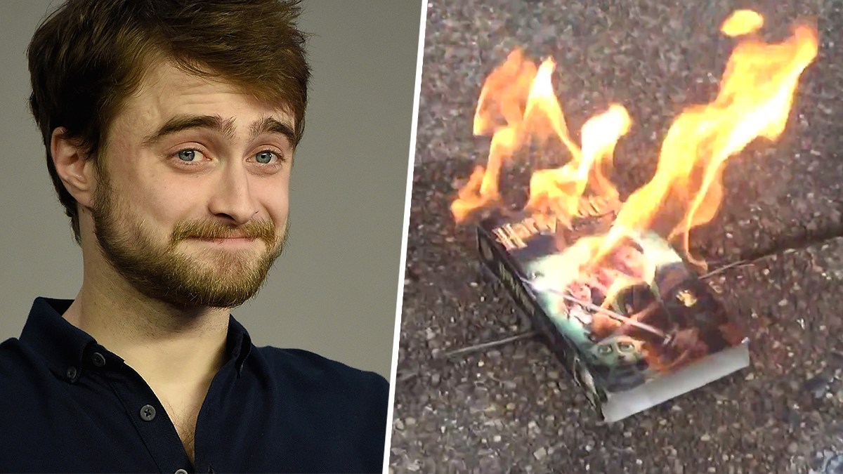 Radcliffe silent on Harry Potter book burning and Rowling death threats