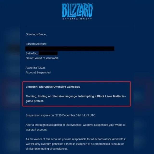 Blizzard bans player in for interrupting BLM WoW protest