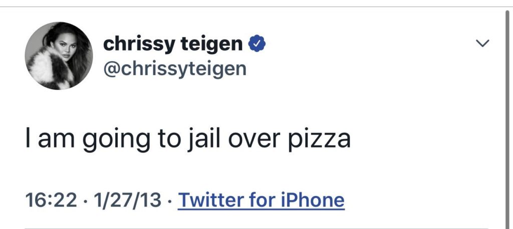 Teigen pizza tweet