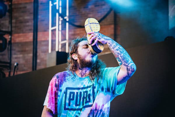 Post Malone drinking from dirty show