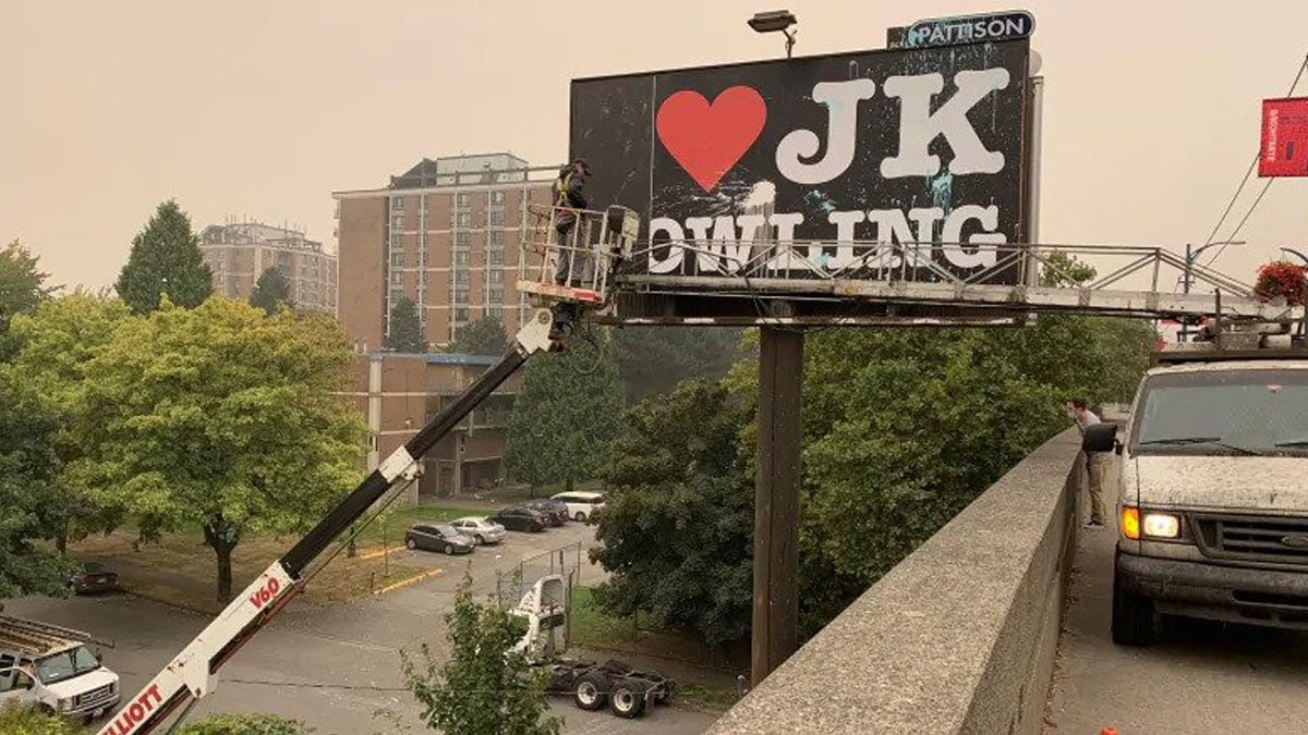 I Love JK Rowling billboard declared transphobic & taken down in Canada