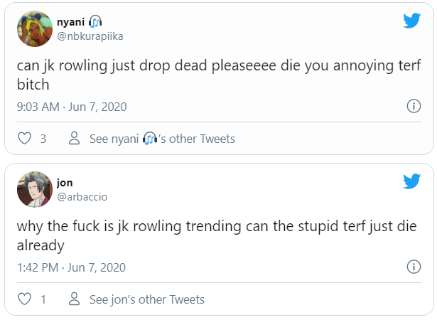 jk rowling death threats