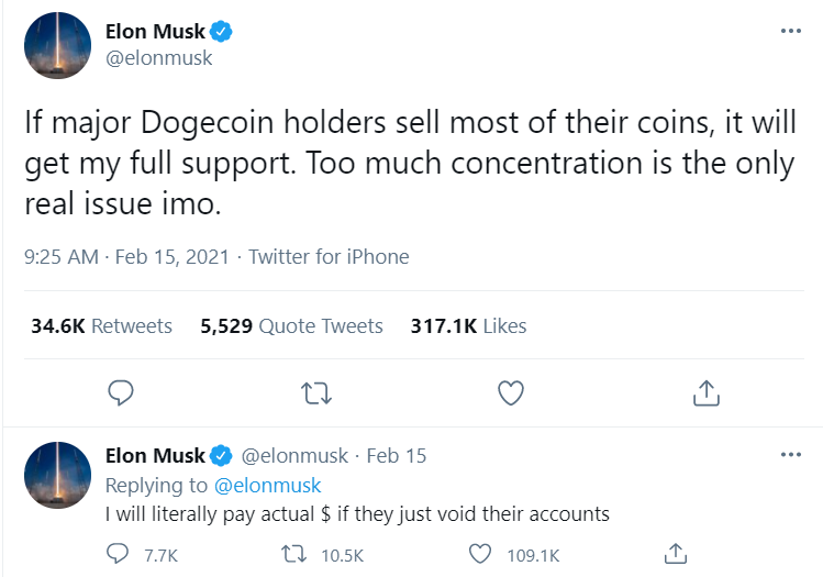 Elon Musk (@ElonMusk) willing to support Dogecoin.