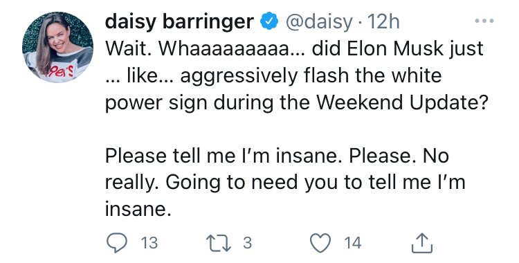 Daisy Barringer about Elon Musk on Twitter