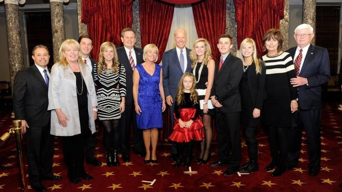 Joe Biden, Senator Steve Daines and his niece Maria Piacessi