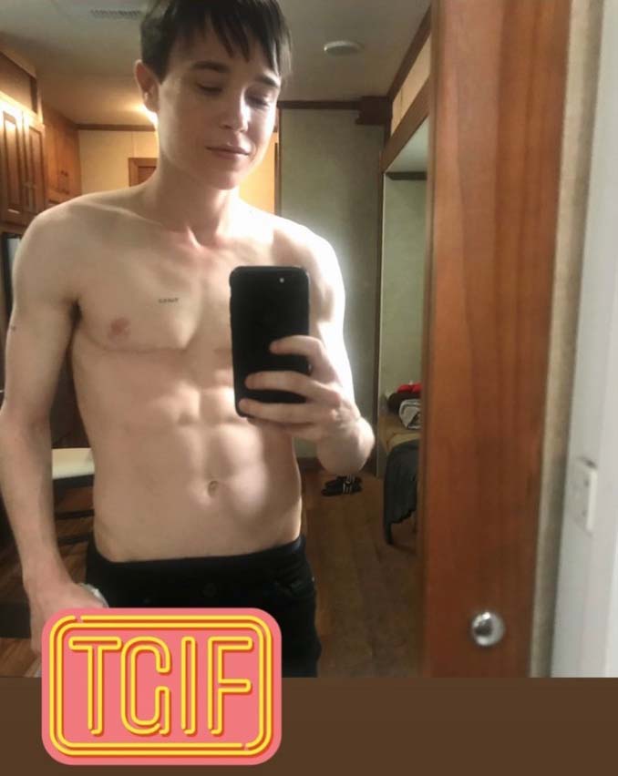 Elliot Page abs/topless