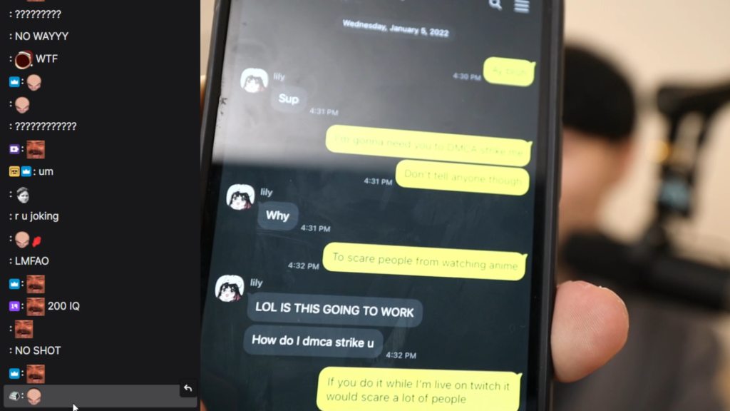 Disguised Toast reveals texts between OfflineTV member LilyPichu admitting to abusing DMCA.