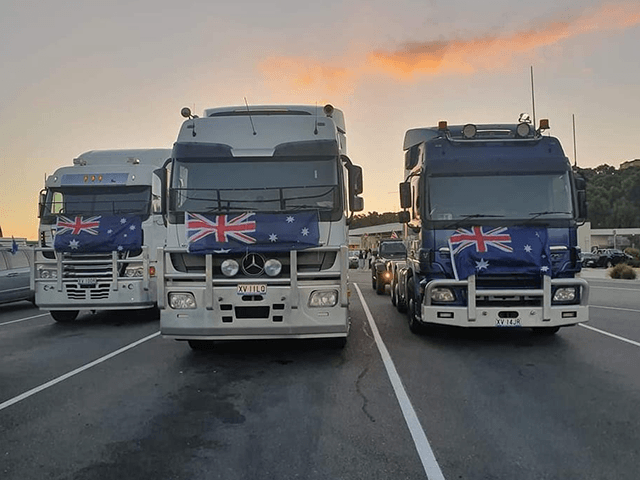 Australian trucker/road train convoy to Canberra, 2022.