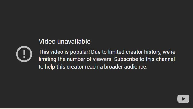 YouTube censorship: limiting amount of viewers based on "limited creator history."
