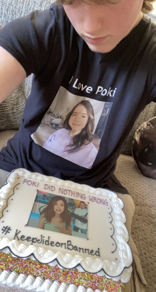 Pokimane fan bakes cake for her with "KeepJideonBanned" on it.