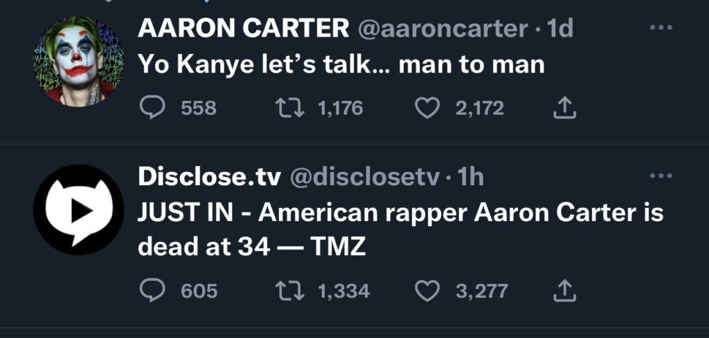 Official Aaron Carter Twitter account.