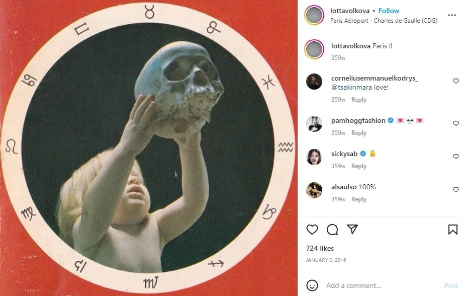 Satanic Sigils and a baby holding a human skull.
