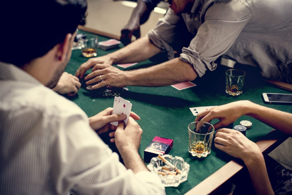 Diverse Adults gambling shoot