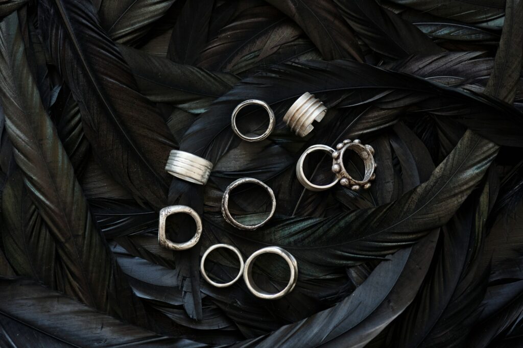 Beautiful Rings On Black Feathers