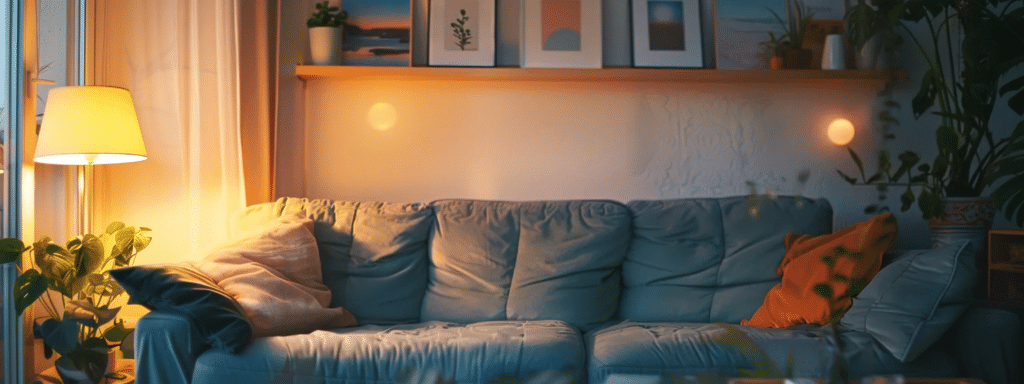 Comfy couch, evening