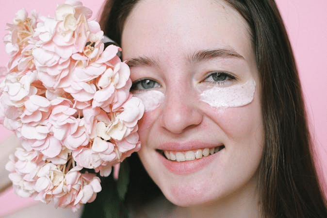 Woman with face cream