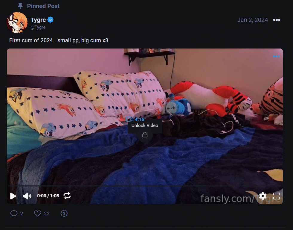 Tygre posts explicit age play content and promotes it on Twitch