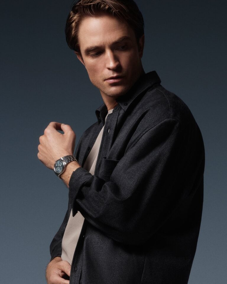 Robert Pattinson wearing a Jaeger-LeCoultre watch in the brand's ambassador campaign